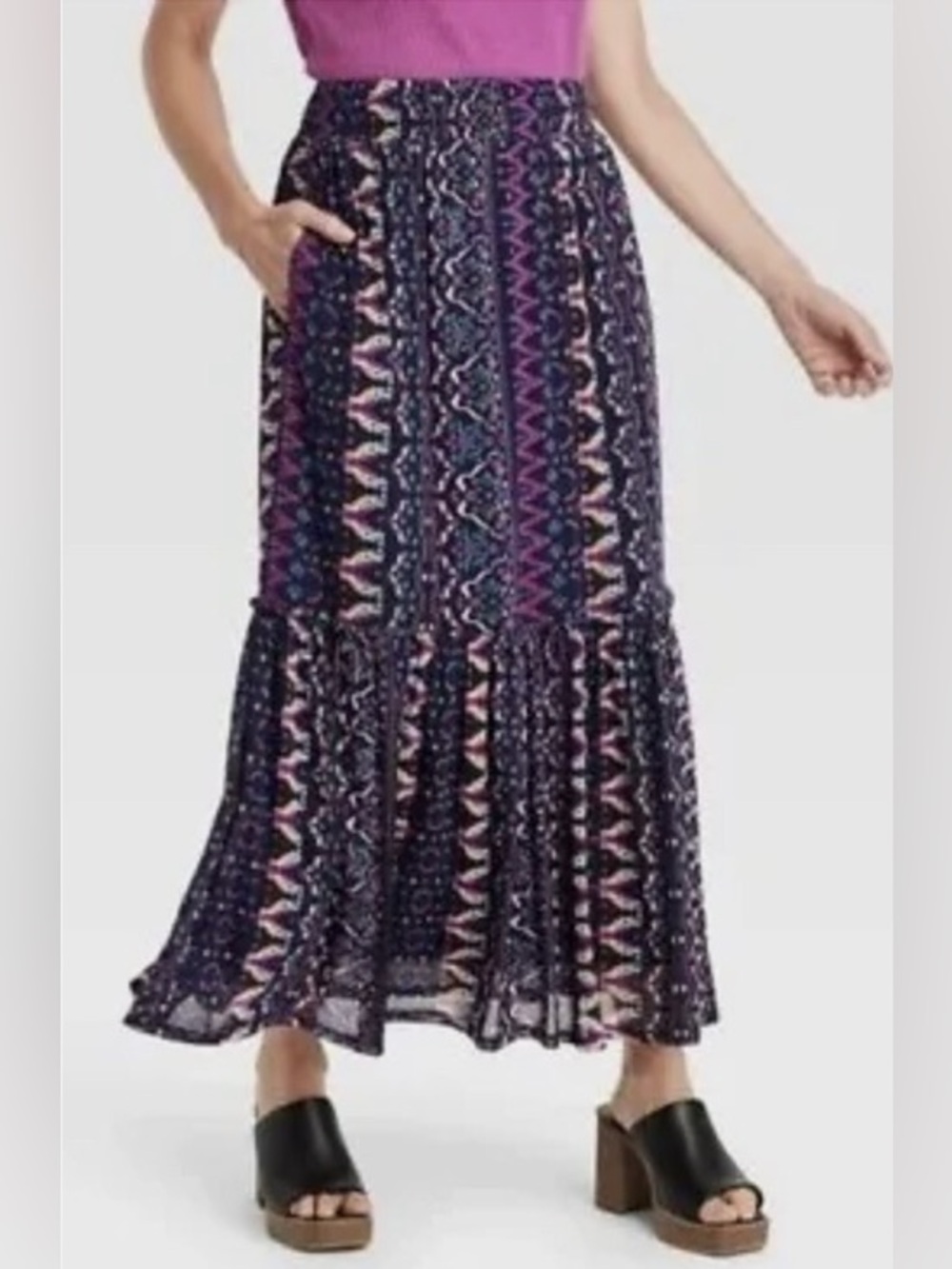 NWT Knox Rose Navy Blue and Purple Geometric Print